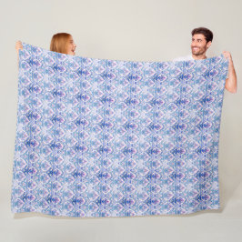 Boho Blau und Lila Muster Gemütliches Fleece Blank