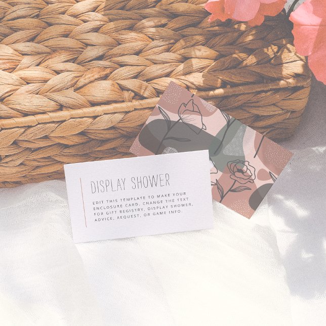 Boho Blau und Rosa Brautparty Beilage Begleitkarte (Von Creator hochgeladen)