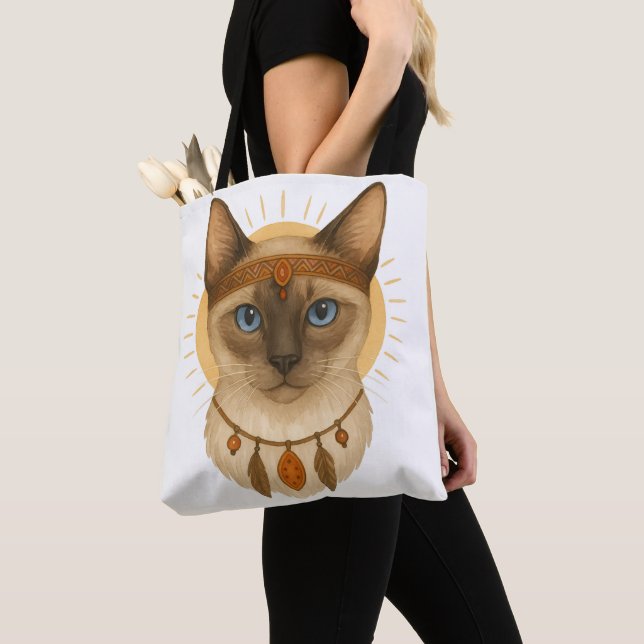 Boho-Blauäugige-Katze-Tragetasche (Von Nahem)