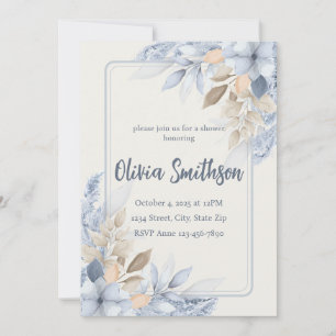 Boho Blaue Blumen Pampasgras-Einladung Einladung