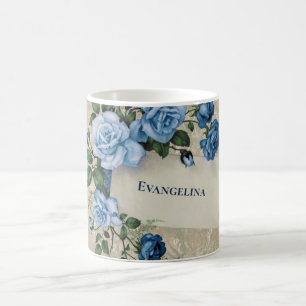Boho Blaue Rosen Motte Wasserfarbe Kaffeetasse