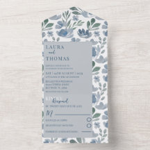 Boho Blaue Wasserfarbe Floralmuster Hochzeit