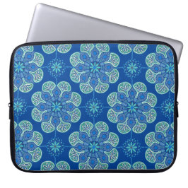 Boho blauen Medaillen Laptop-Sieb Laptopschutzhülle