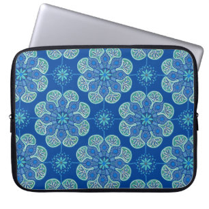 Boho blauen Medaillen Laptop-Sieb Laptopschutzhülle