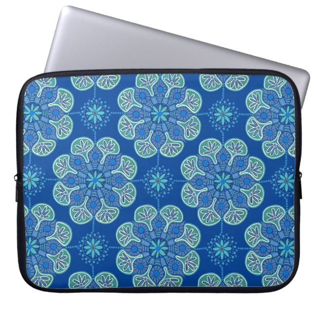 Boho blauen Medaillen Laptop-Sieb Laptopschutzhülle (Vorderseite)