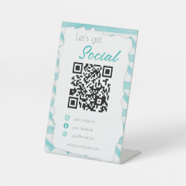 Boho blauer QR Küstencode scme ich soziale Medien Sockelschild