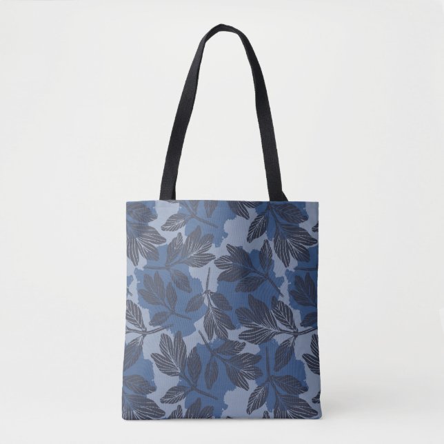 Boho Blaues botanisches Muster (Vorderseite)