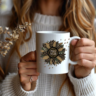 Boho "Bleibe Wild" Camouflage Sonnenblume 15oz Kaf Kaffeetasse