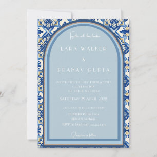 Boho Bliss: Chic Summer Tile Hochzeit Einladung