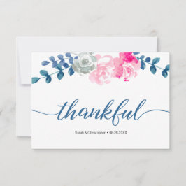 Boho Bliss: Elegante Aquarellfarben-Blume Hochzeit Dankeskarte