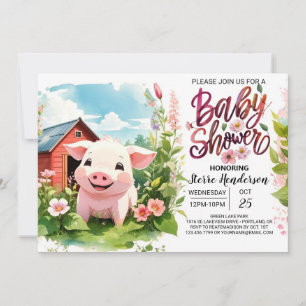 Boho Bliss Farm Pig Babydusche Einladung