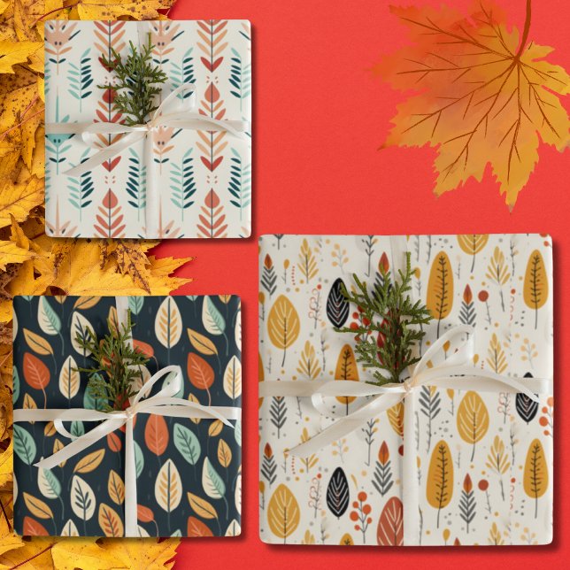 Boho Bliss Herbstlaubs Geschenkpapier Set (Boho Bliss Fall Leaves Wrapping Paper Sheets)
