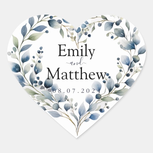 Boho Bliss Wedding Herz-Aufkleber (Vorderseite)