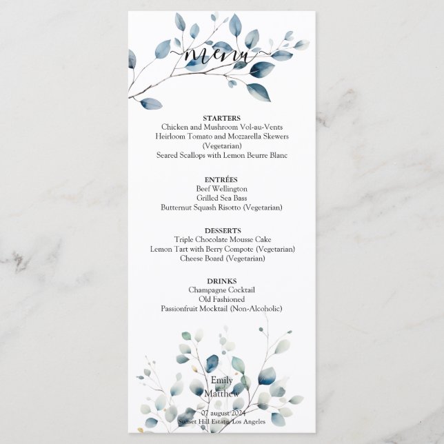 Boho Bliss Wedding Menükarte (Vorderseite)