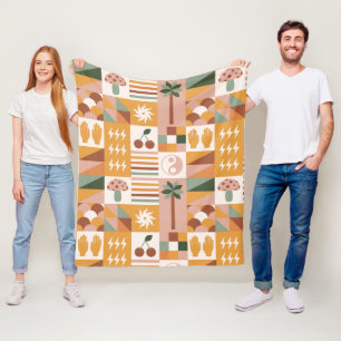 Boho Blocks Floral Fleecedecke