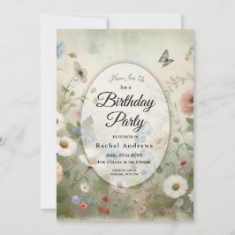 Boho Blogs und Vintage Blüten Geburtstagspartei Einladung