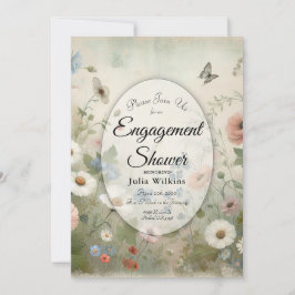 Boho Bloms und Vintage Blüten Verlobung Dusche Einladung