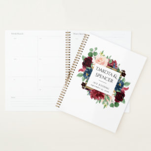 Boho Bloom Bugundy Red and Navy Blue Custom Planer