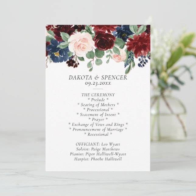 Boho Bloom | Burgundy Red and Navy Blue Garland Programm (Stehend Vorderseite)