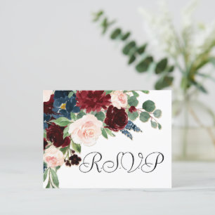 Boho Bloom Burgundy Red and Navy Blue Meal UAWG Postkarte