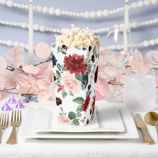 Boho Bloom | Burgundy Red and Navy Blue Pattern Geschenkschachtel (Hochzeit)