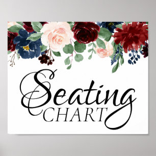 Boho Bloom   Burgundy Red and Navy Blue Seats Poster