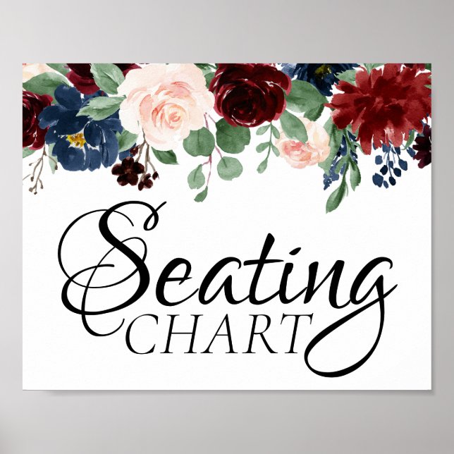 Boho Bloom | Burgundy Red and Navy Blue Seats Poster (Vorne)
