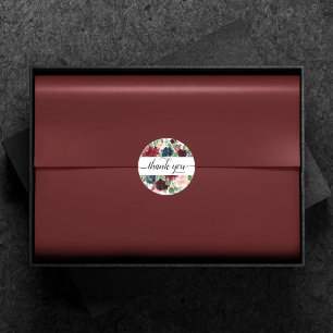 Boho Bloom   Burgundy Red and Navy Blue Vielen Dan Runder Aufkleber