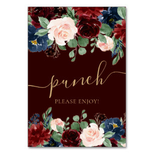 Boho Bloom Dark Burgundy and Navy Blue Leckereie Tischnummer