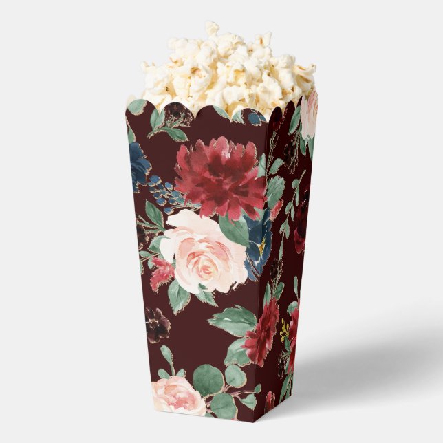 Boho Bloom | Dark Burgundy and Navy Blue Pattern Geschenkschachtel (Geplatzt)