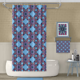 Boho Bloom Duschvorhang in Himmelblau