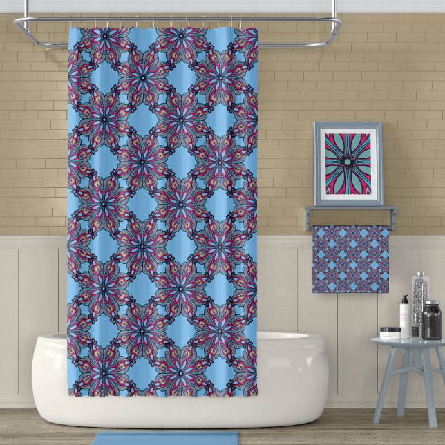 Boho Bloom Duschvorhang in Himmelblau (Von Creator hochgeladen)