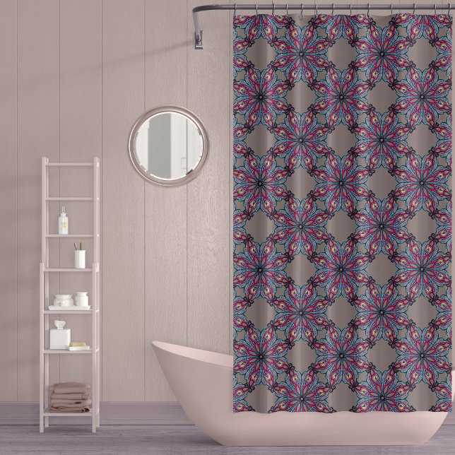 Boho Bloom Duschvorhang in warmem Taupe (Von Creator hochgeladen)