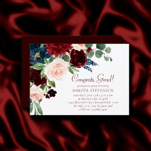 Boho Bloom Eleganter Burgund und Abschluss der M Einladung