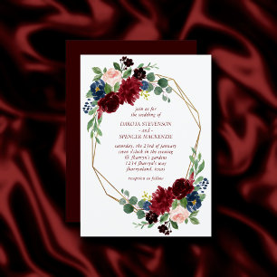 Boho Bloom Eleganter Marsala Red Floral Gold Fra Einladung