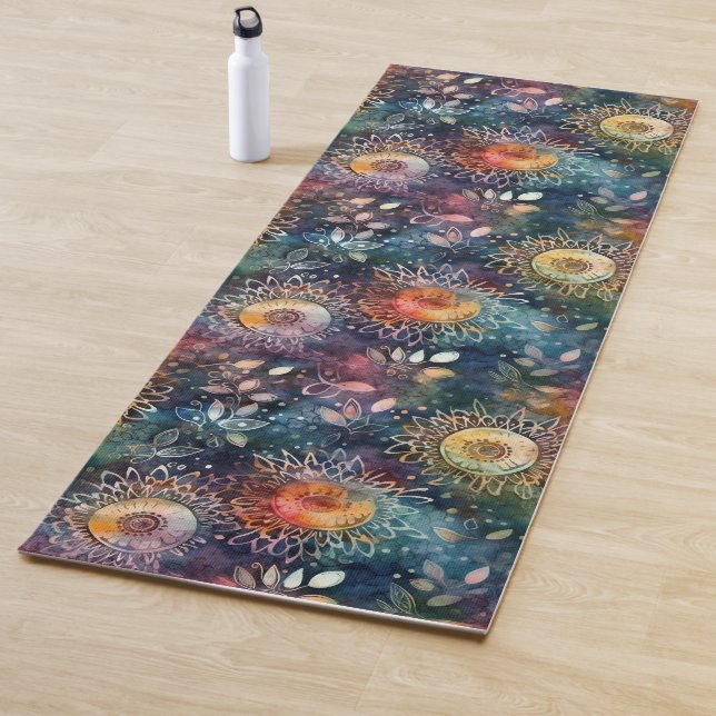 Boho Bloom: Farbenfrohe Blütenoase Yoga Mat Yogamatte (Beispiel)