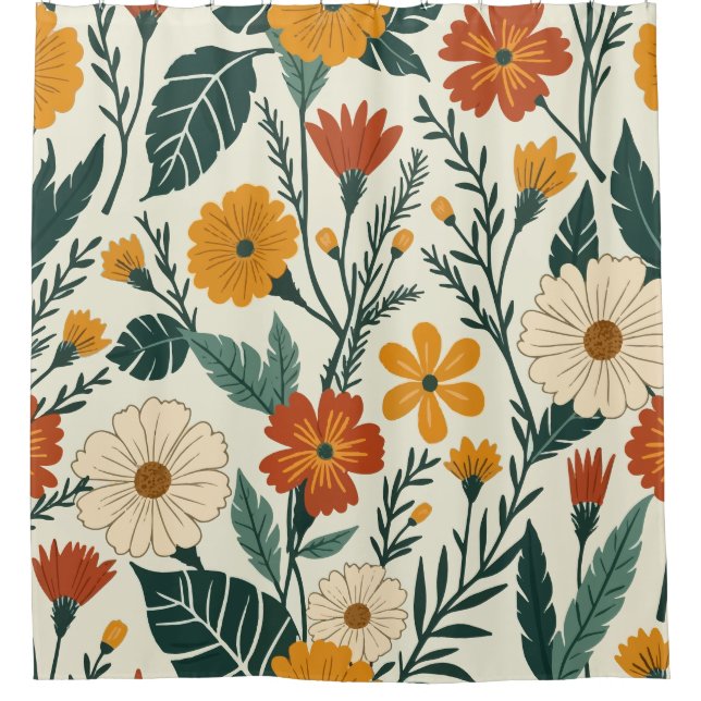 Boho Blooming Duschvorhang (Vorderseite)