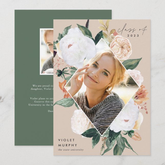 Boho Blooms | Ankündigung von Foto Abschluss (Vorne/Hinten)