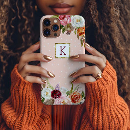 Boho Blooms Blush Dot Monogram Case-Mate iPhone Hülle