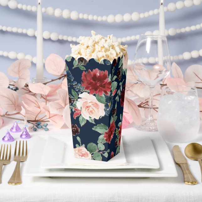 Boho Blooms | Dark Navy Blue and Burgund Muster Geschenkschachtel (Hochzeit)