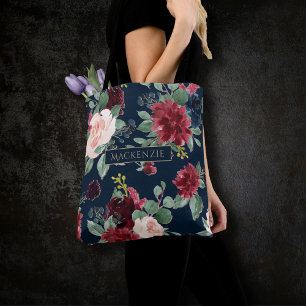 Boho Blooms   Dark Navy Blue und Burgund Custom