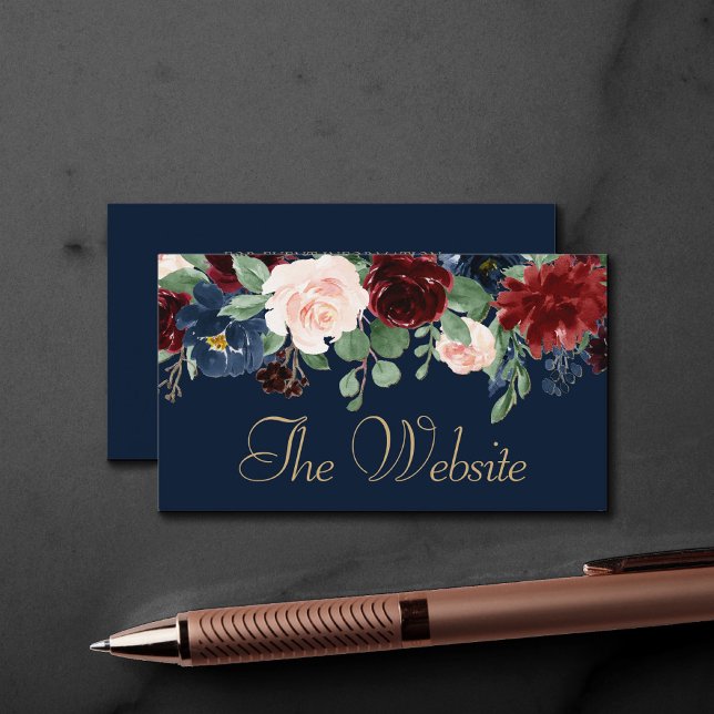 Boho Blooms | Dark Rustic Navy and Red Website Begleitkarte (Von Creator hochgeladen)