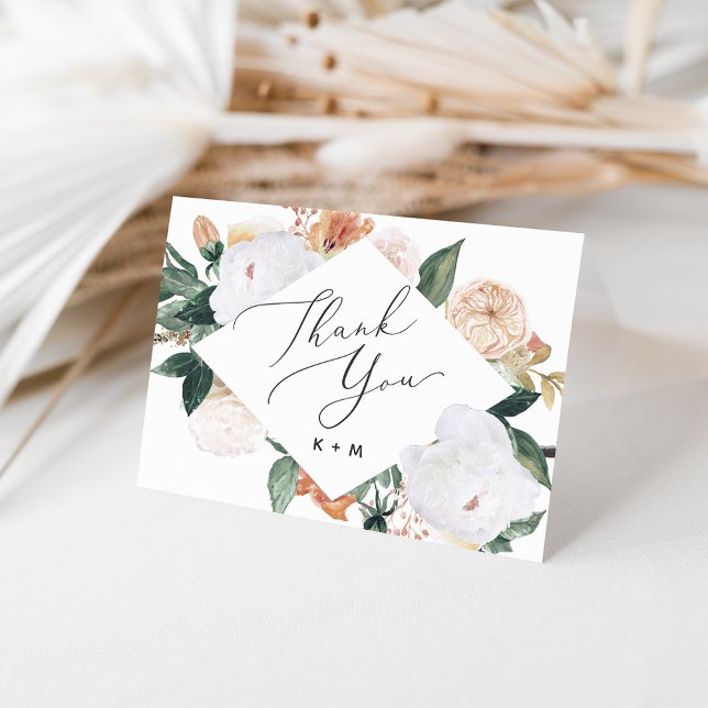 Boho Blooms Geometric Floral Dankeskarte (Von Creator hochgeladen)