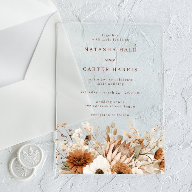 Boho Blooms Hochzeit Acryleinladungen (Von Creator hochgeladen)