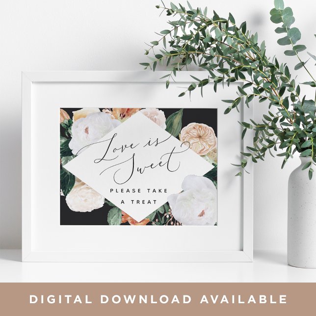 Boho Blooms Liebe ist süße Hochzeitstorte Bar Sign Poster (Von Creator hochgeladen)