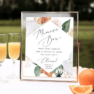 Boho Blooms Mimosa-Bar-Schild Poster