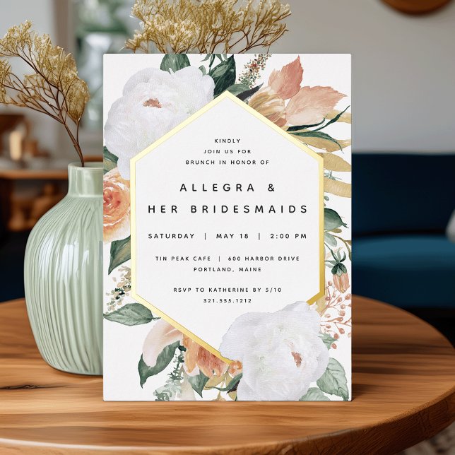 Boho Blooms Modern Floral Bridesmais Brunch Folieneinladung (Von Creator hochgeladen)