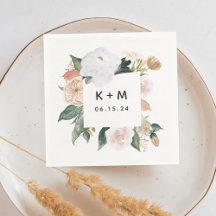 Boho Blooms Modern Floral Wedding Monogram