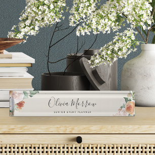 Boho Blooms Modern Watercolor Floral Namensplakette