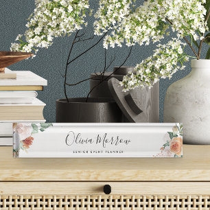 Boho Blooms Moderne Aquarellblumen Namensplakette